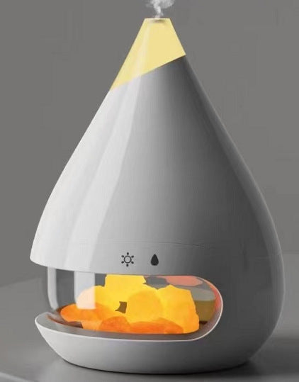 Flame Humidifier Aromatherapy Machine Crystal Salt Stone Colorful Atmosphere Lamp Flame 3d Simulation