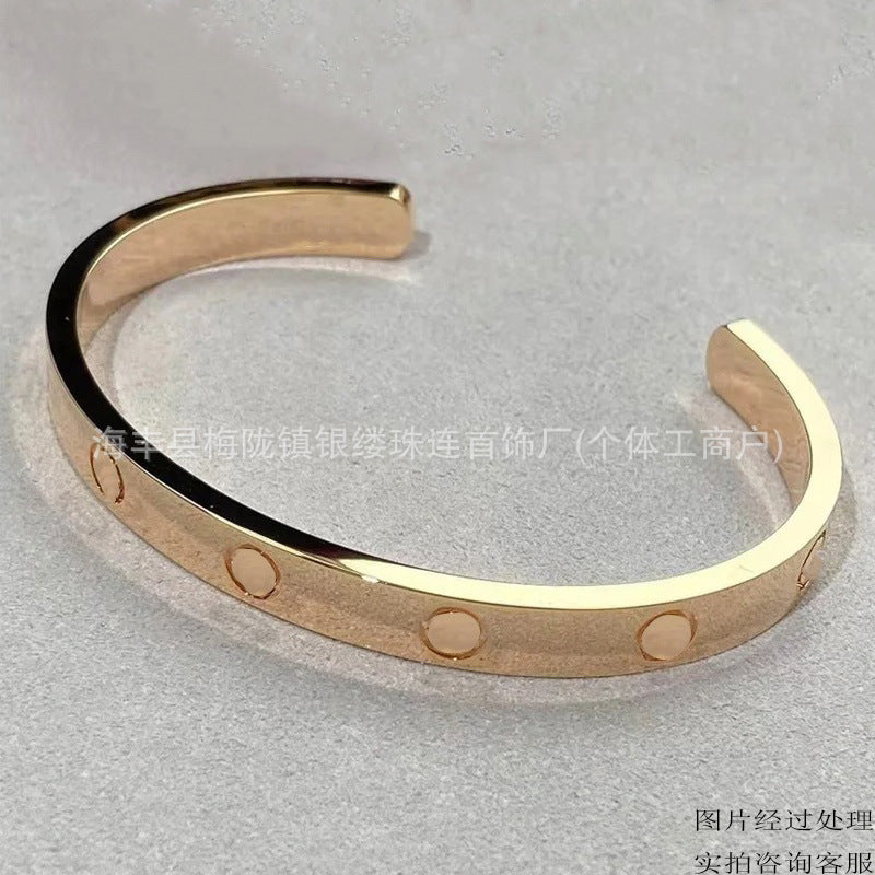 K Family Fine thick-plated 18K gold, wide version, narrow version, full diamond, six diamonds bracelet,