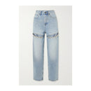 Women's autumn nine-minute women crystal decorated high-waisted straight leg jeans