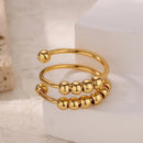Hot-selling stainless steel 18K gold multi-layer opening adjustable and stress-relieving rotating bead anxiety ring