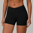 Nude crossover high-waisted yoga shorts Peach tight hip lift sports shorts women wear fitness pants 9177