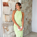 Ins Halter Split Long Dress Summer Slim Fit Backless Dresses