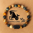 Fashionable natural stone beaded bracelets of the 12 zodiac signs, tiger's eye stone crystal bracelets and banges