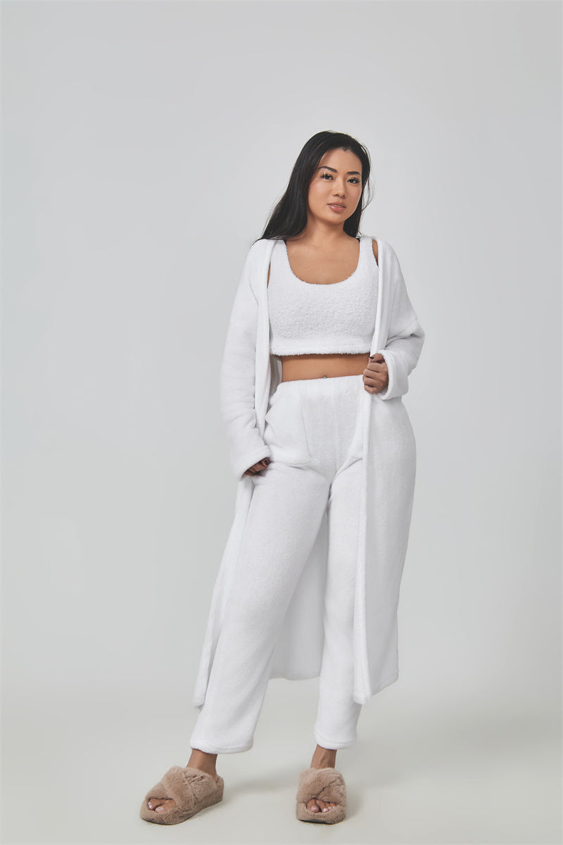 Cozy Pajama Set, 3 Piece Lounge Set, Cute Loungewear, Warm Suit, Matching Lounge Set, Women Winter Dress