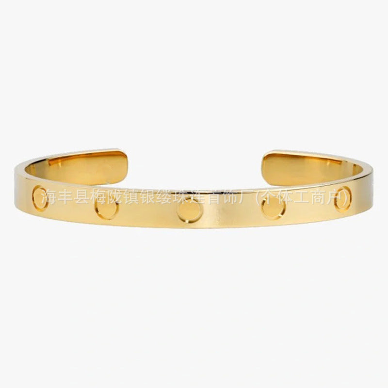 K Family Fine thick-plated 18K gold, wide version, narrow version, full diamond, six diamonds bracelet,