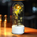 2 In 1 Rose Flowers LED Light Bluetooth-compatible Speaker Luminous Night Ornament Glass Cover Light