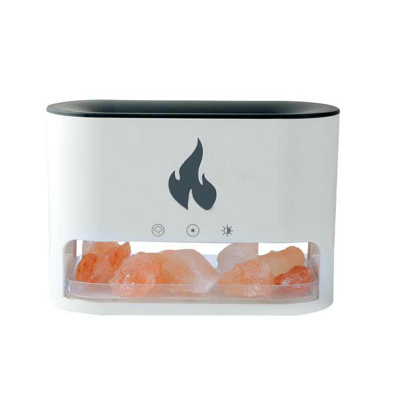 Flame Humidifier Aromatherapy Machine Crystal Salt Stone Colorful Atmosphere Lamp Flame 3d Simulation