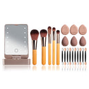 5 Piece portable Bamboo Bing Mini beauty egg led mirror makeup brush