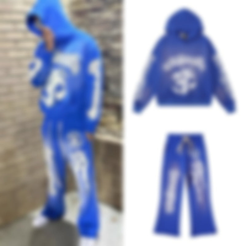 Autumn/Winter Series fog High Street wash and make old heavy head print casual hoodie couple hoodie