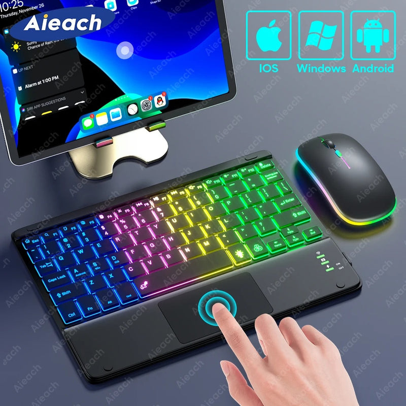 Rechargeable Wireless Bluetooth Keyboard with Touchpad