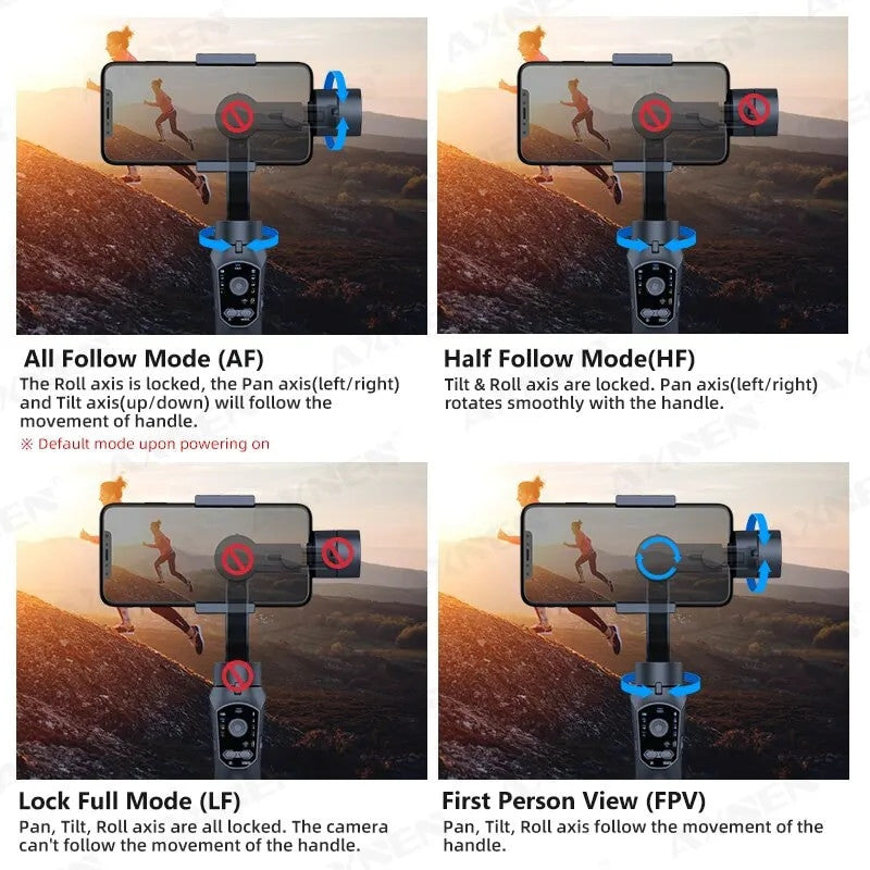 F10 3-Axis Gimbal Smartphone Stabilizer Selfie Stick