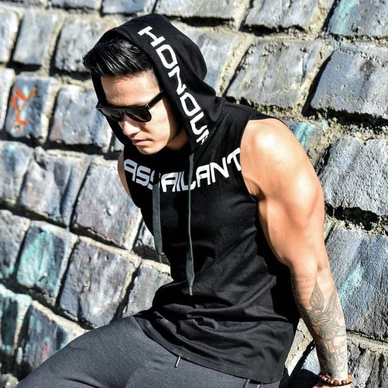 Men's  Fitness Gym Hooded Tank-top