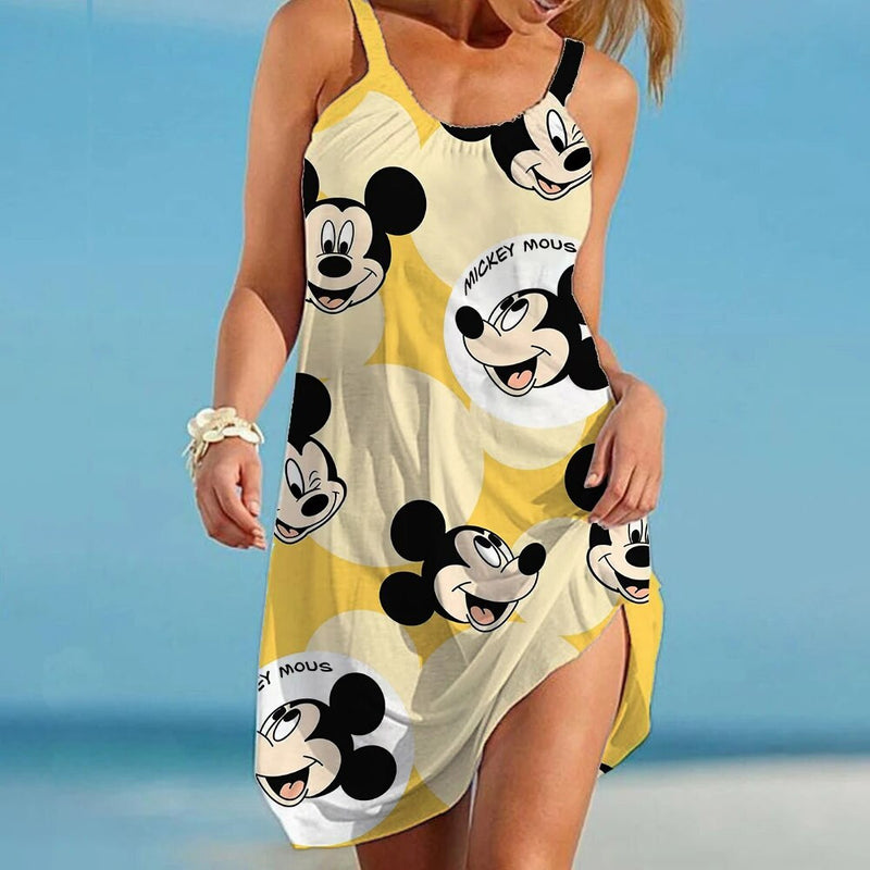 Women's Disney Print Skinny Beach Dresses