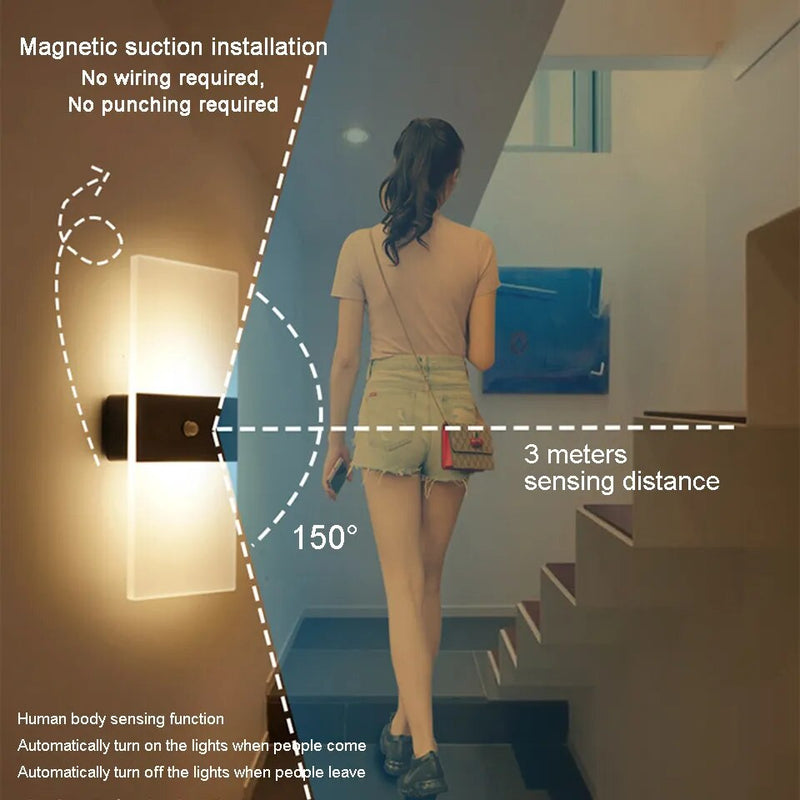 USB Recharge Touch Motion Sensor Wall Lamp