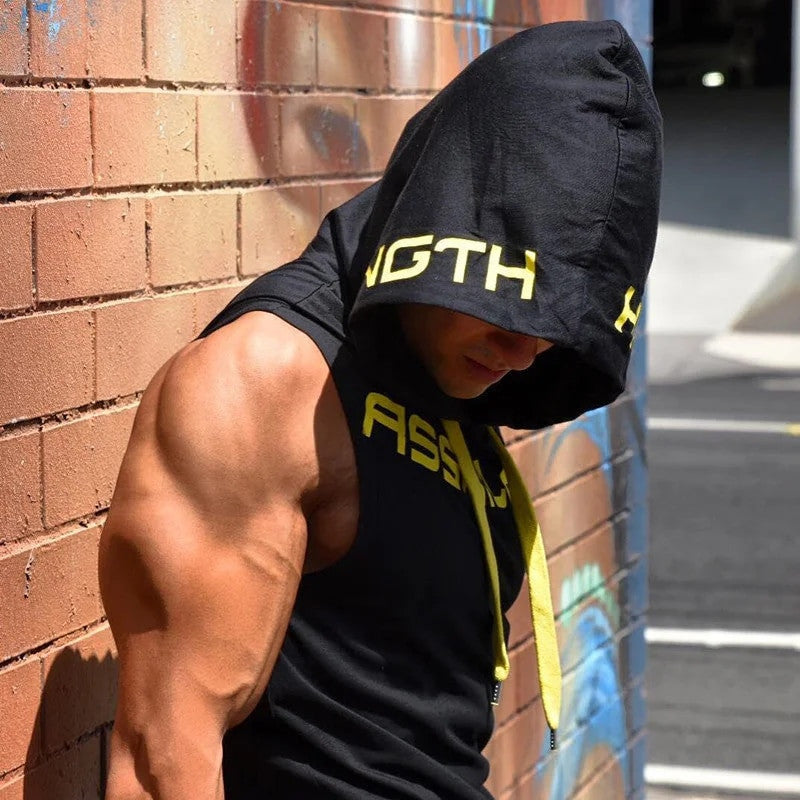 Men's  Fitness Gym Hooded Tank-top