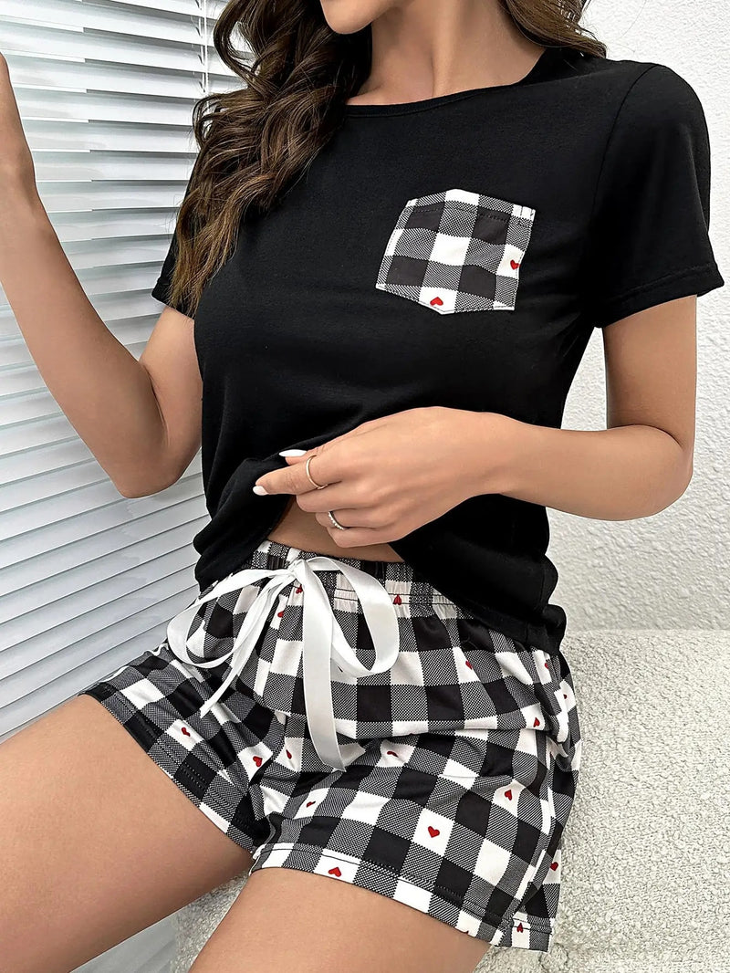 Women's Screw Neck Tee & Shorts Sleepwear Set