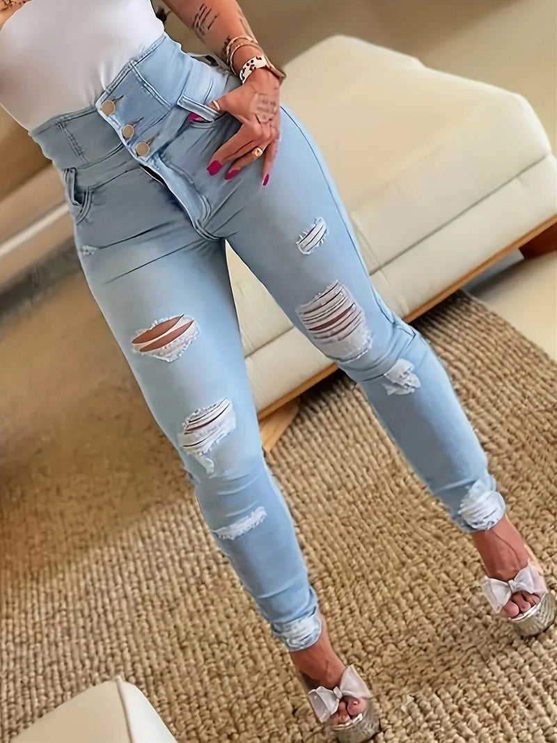 Ripped Holes Casual Skinny Jeans