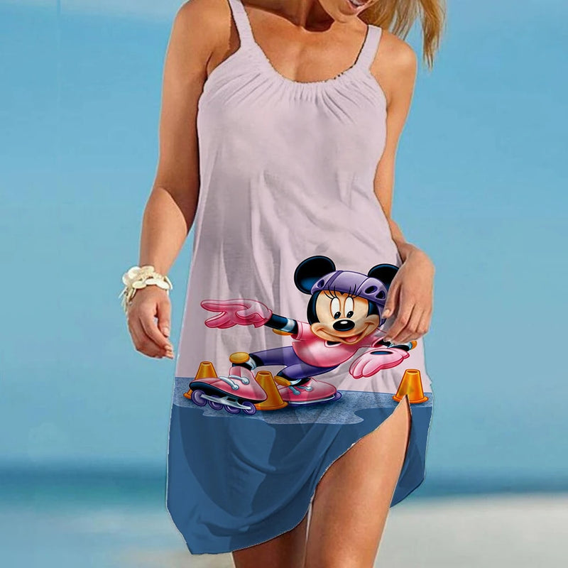 Women's Disney Print Skinny Beach Dresses