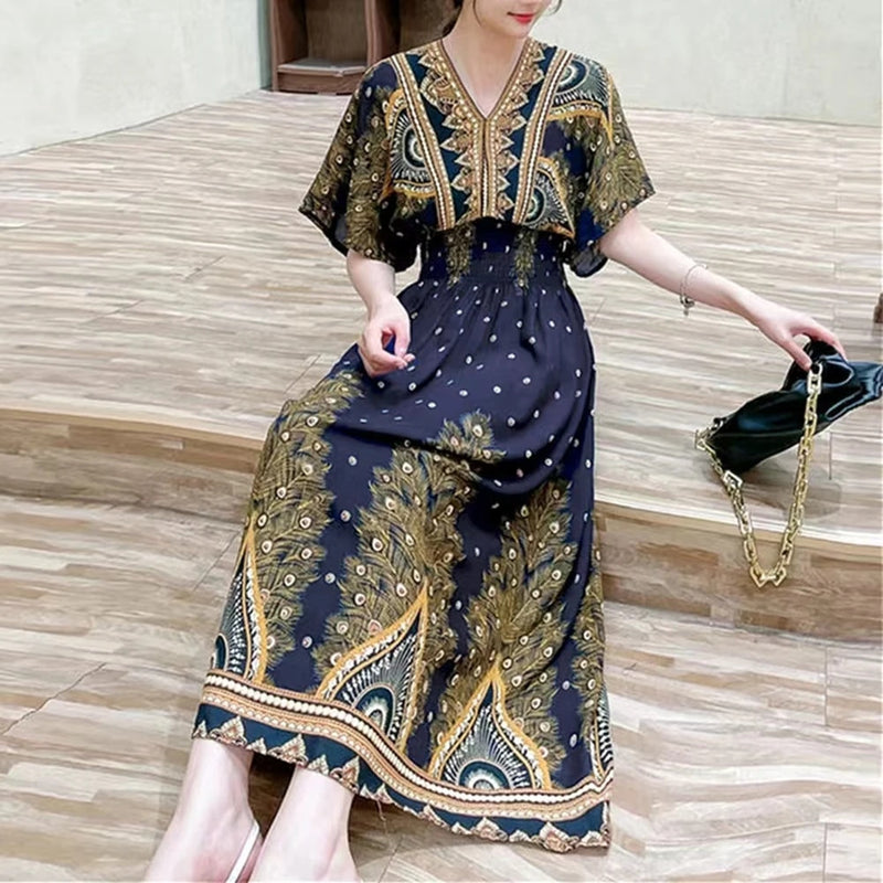 Casual Elegant Bohemian Style V-neck Dress