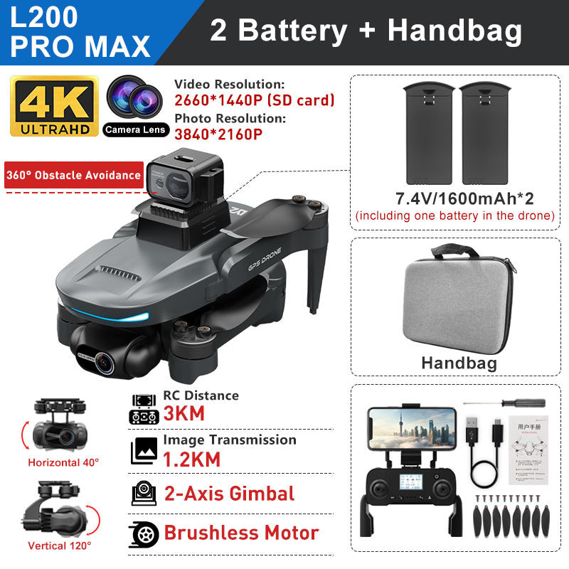 L200 Pro Max GPS Brushless Motor 4K HD Drone