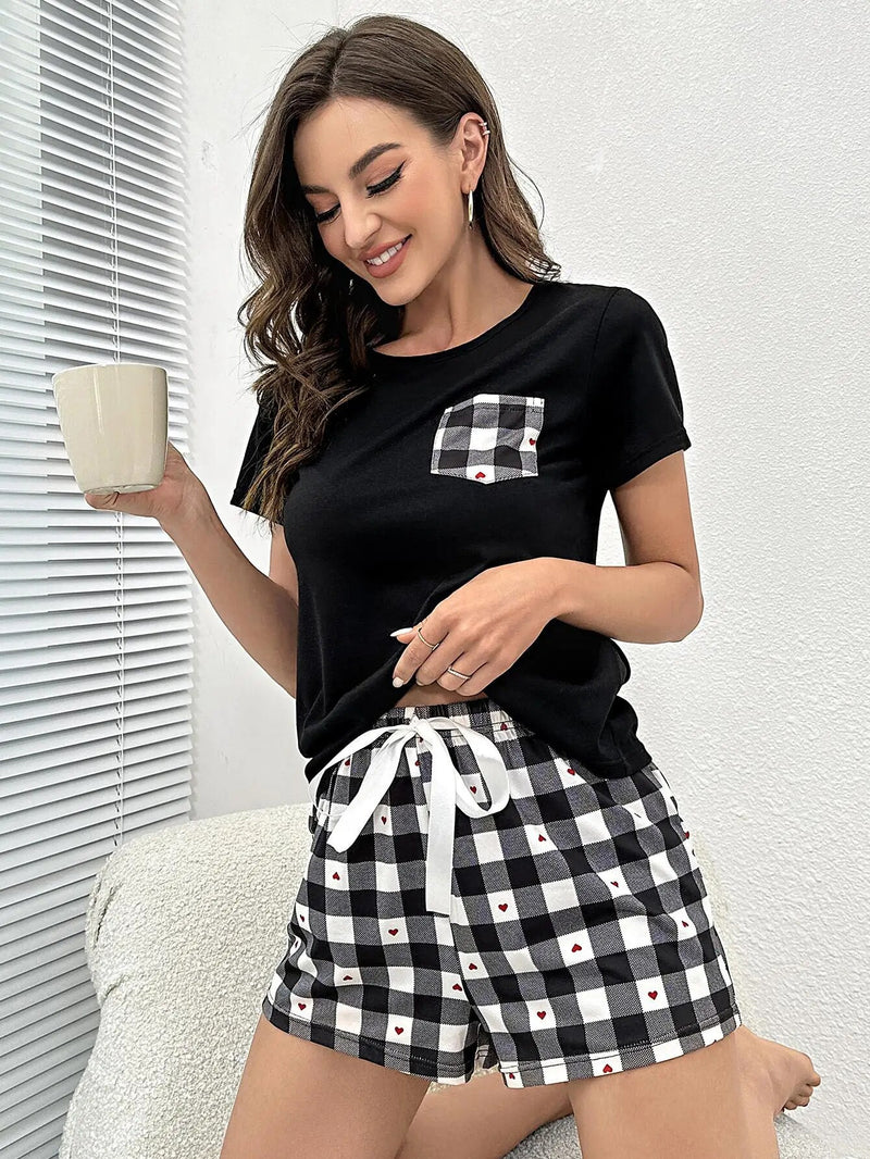 Women's Screw Neck Tee & Shorts Sleepwear Set