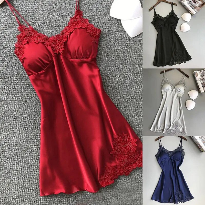 Sexy Women's Silk Suspender Nightdress