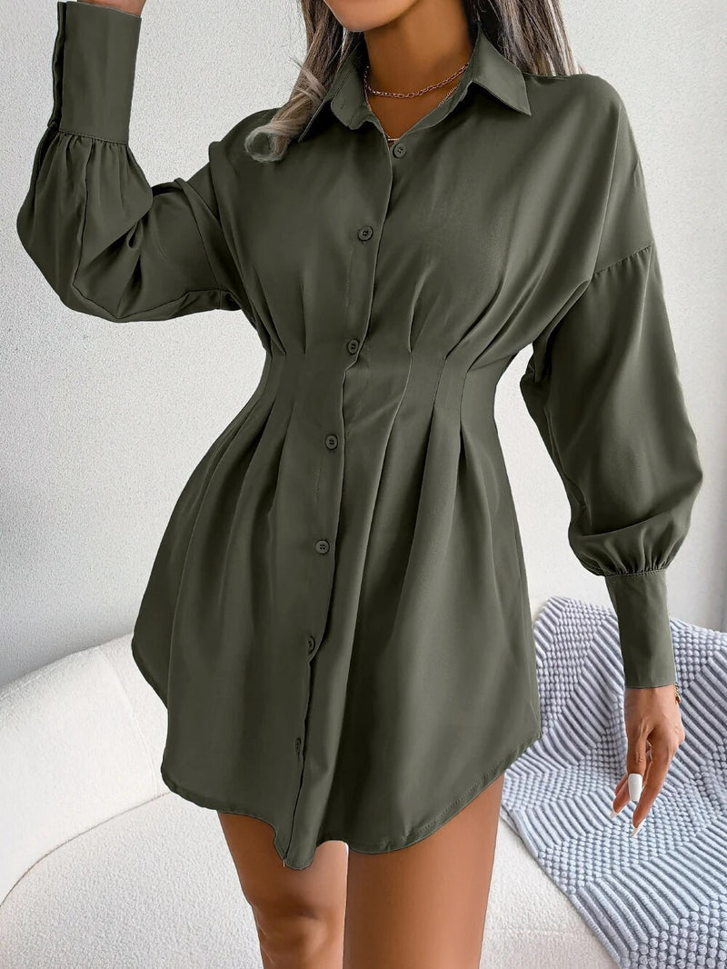 Women Casual Buttons Long Sleeve Dress Shirt