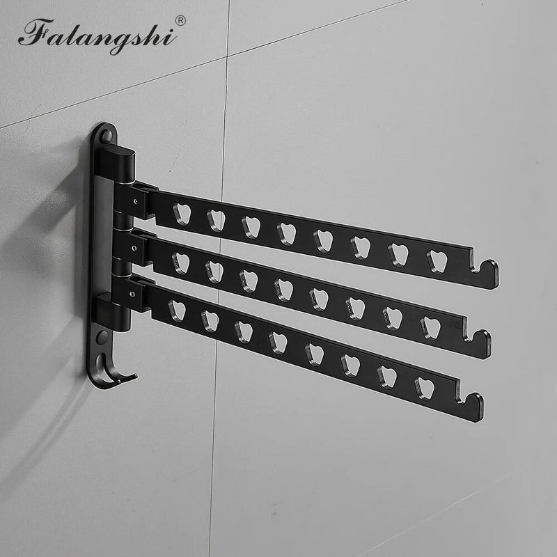 Aluminum Black Swivel Folding Clothes Rack