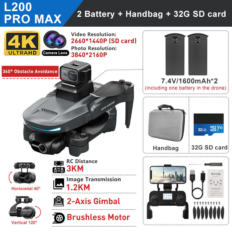 L200 Pro Max GPS Brushless Motor 4K HD Drone