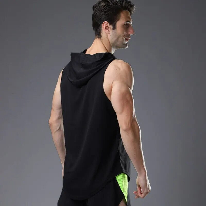 Men's  Fitness Loose Hooded Tank