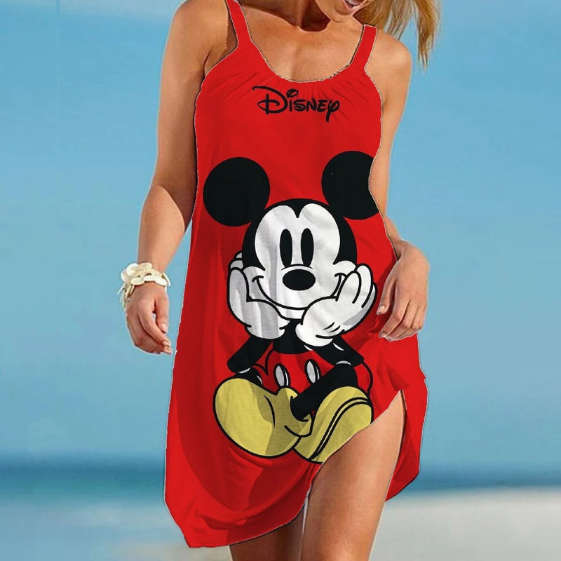 Women's Disney Print Skinny Beach Dresses