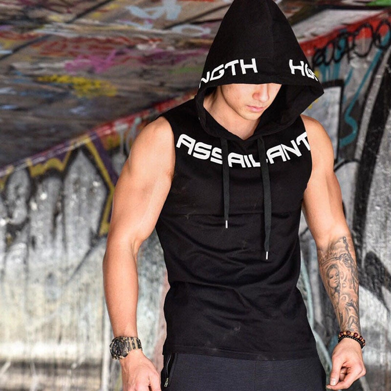 Men's  Fitness Gym Hooded Tank-top