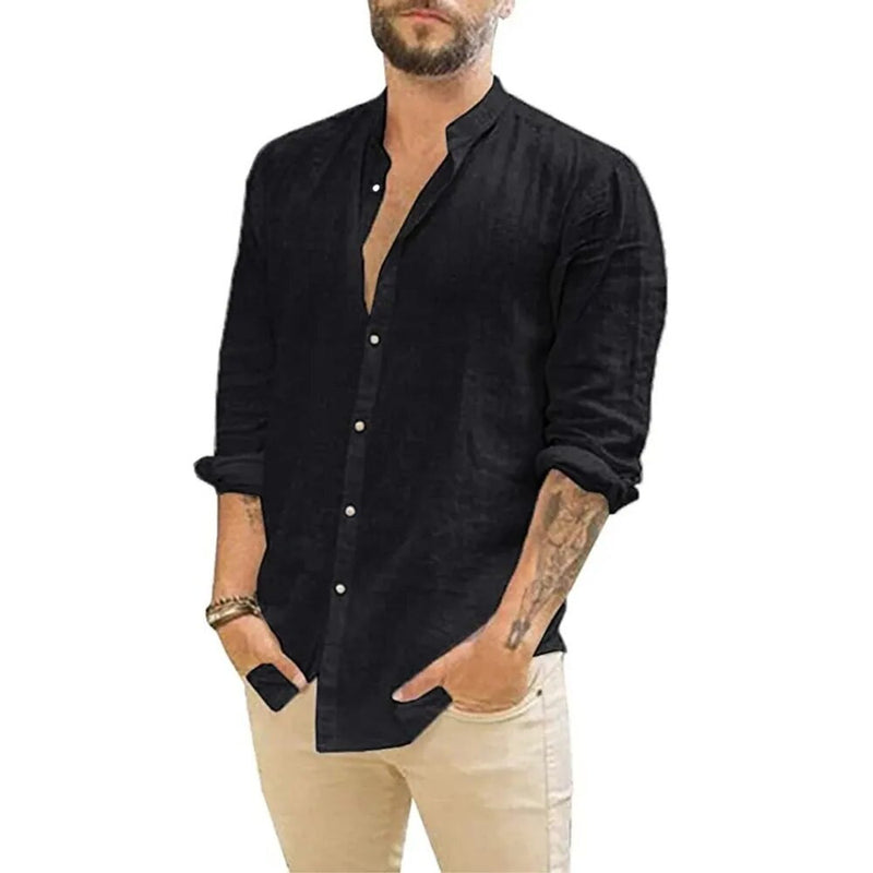 Cotton Linen Hot Men's Long-Sleeved Shirts