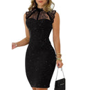 Glitter Contrast Lace Party Dress