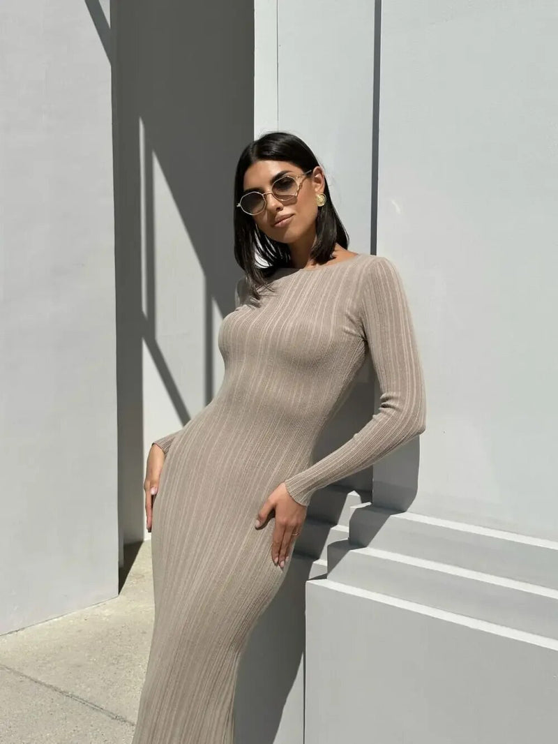 Women's Solid Maxi Long Sweater Dress