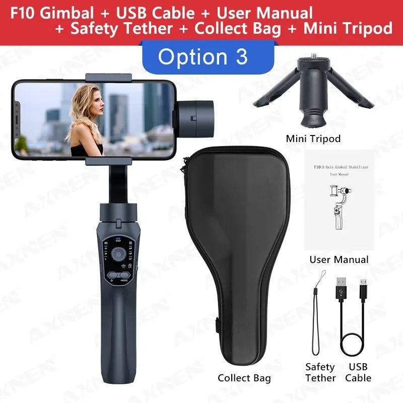 F10 3-Axis Gimbal Smartphone Stabilizer Selfie Stick