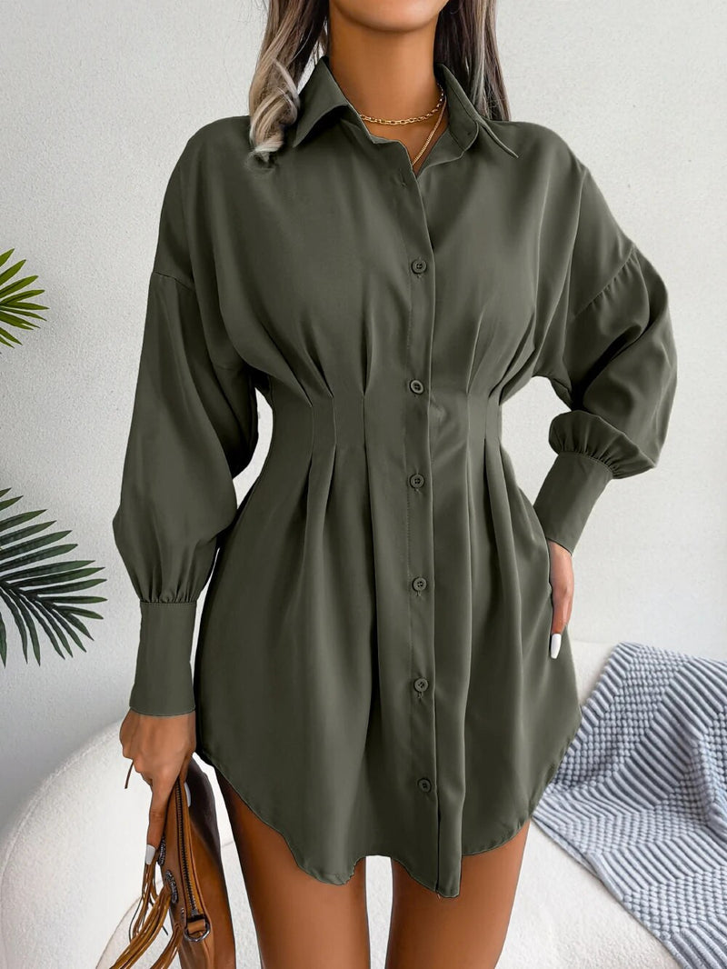 Women Casual Buttons Long Sleeve Dress Shirt