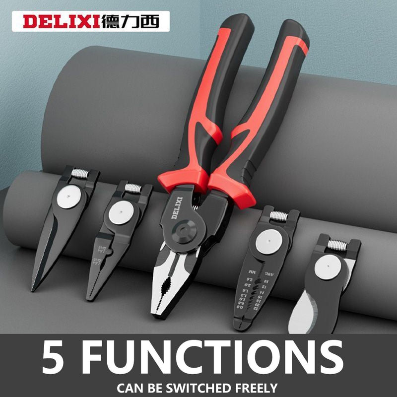 DVfpDELIXI-Multifunctional-5-in-1-Pliers-Steel-Wire-Pliers-Wire-Stripping-Pliers-Interchan