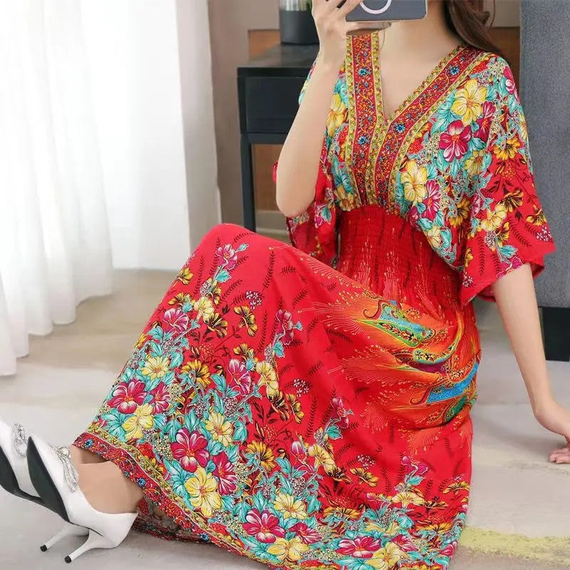 Casual Elegant Bohemian Style V-neck Dress