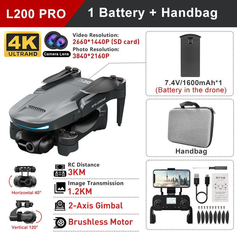 L200 Pro Max GPS Brushless Motor 4K HD Drone