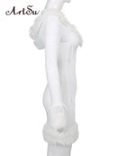 Kawaii Cute Furry White Bodycon Mini Dress