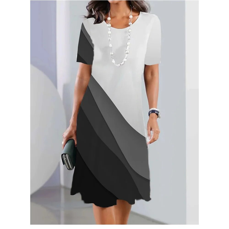 Women's 3d Geometric Lines Print Short Sleeve Dress