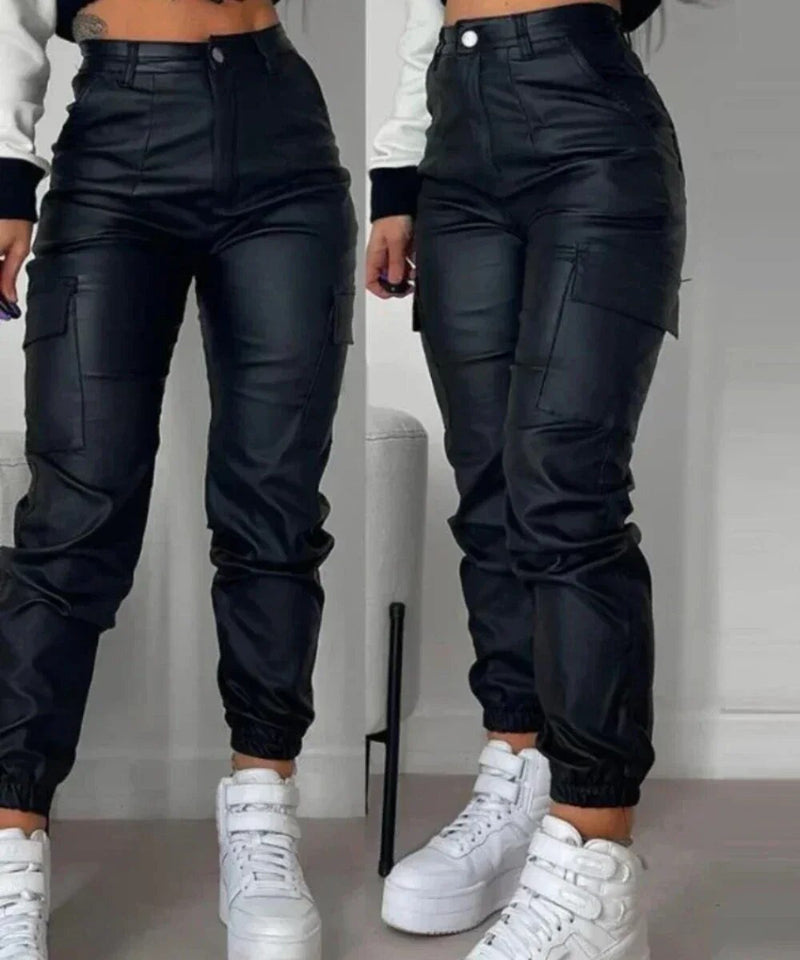 Women Elegant Streetwear Black Cargo Pants