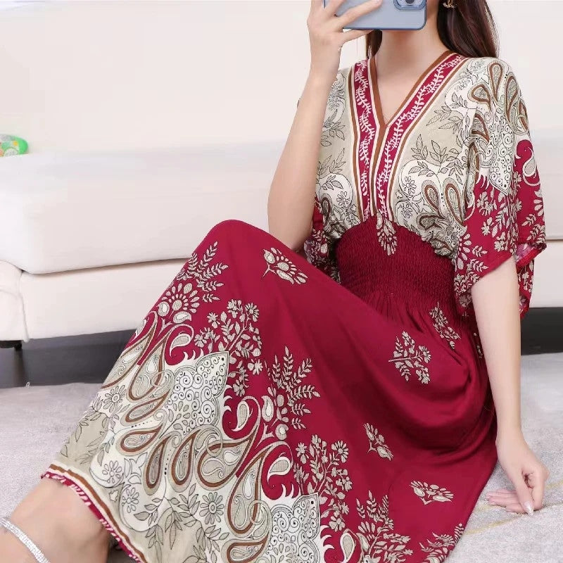 Casual Elegant Bohemian Style V-neck Dress