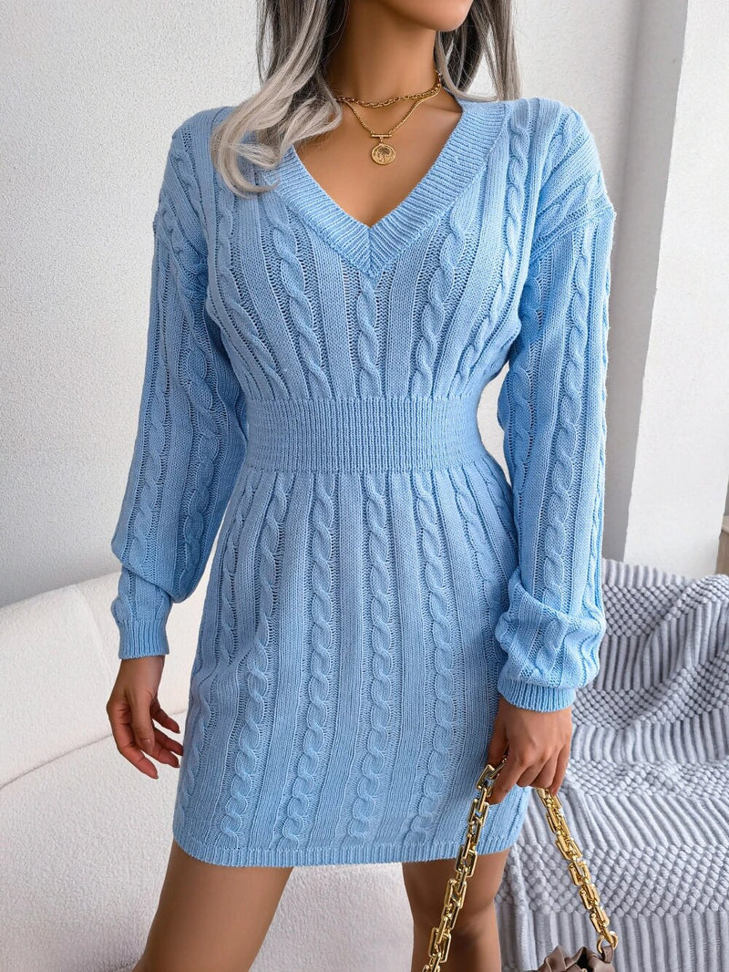 Women's Knitted Sweater Long Sleeve Dress