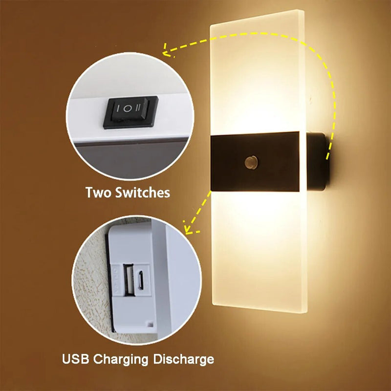 USB Recharge Touch Motion Sensor Wall Lamp