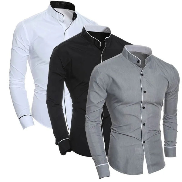 Men's Solid Color Casual Long Sleeve Shirt