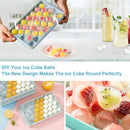Round Ice Cube Tray Maker with Lid & Bin