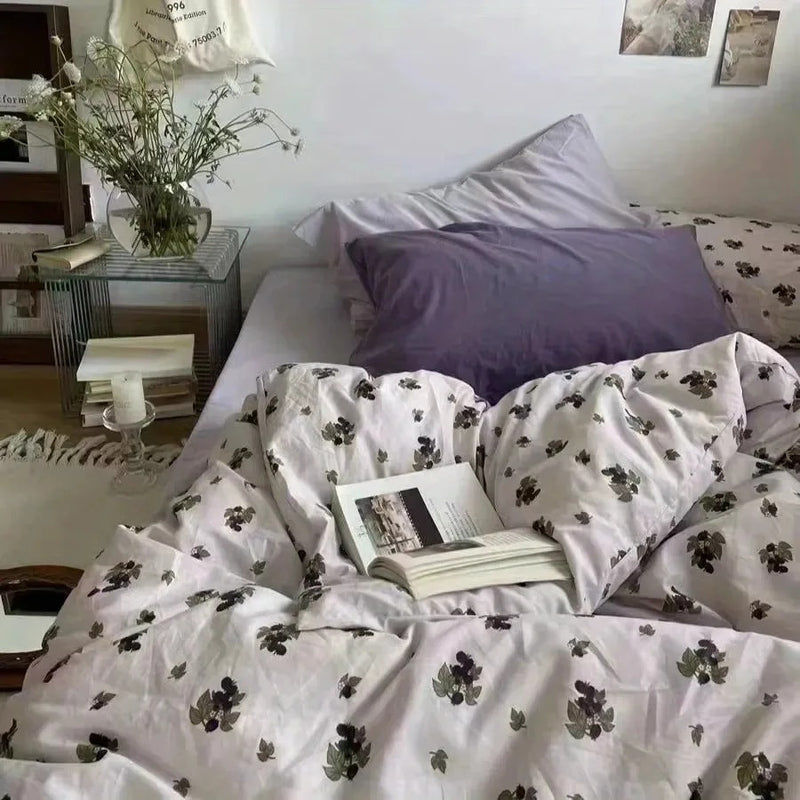 Korean Style Queen Size Twin Bedding Sheet  With Pillowcase