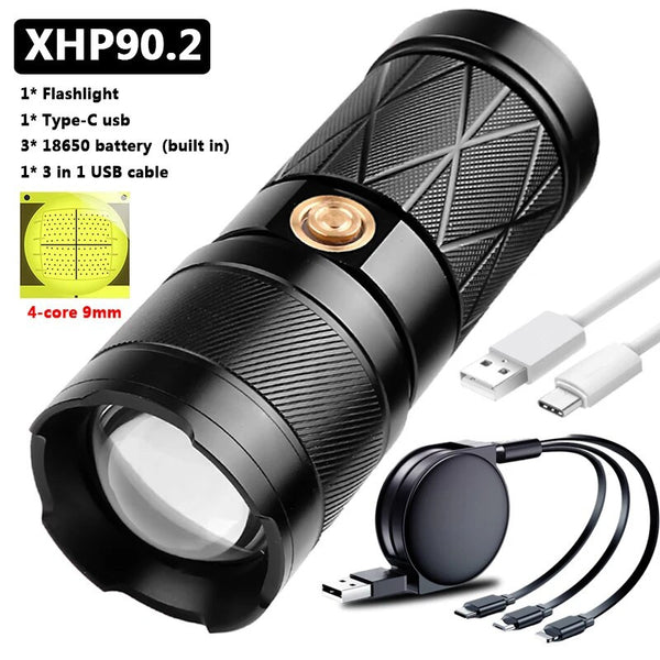 Waterproof Rechargeable Led Double Flashlight